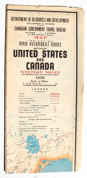 Vintage 1950s United States and Canada Western Sheet Map