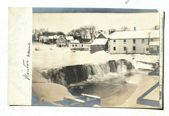 Vtg 1907 No Name Winter Snow Waterfall (Silver Gel) Photo RPPC Postcard