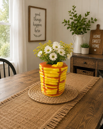 New Brown Stacked Pancake Syrup Drip Decorative Breakfast Flower Vase Room Decor