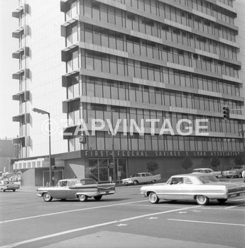 Vtg 1964 First Federal Bank Hollywood (Highland Ave Franklin Ave) CA Photo #1984