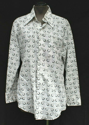 Vtg Men’s Retro Kings Road Belt Buckle Button Down Casual Collar Shirt Medium