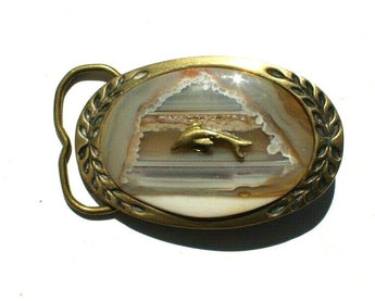 Vtg Western Cowboy Belt Buckle Jewelry (Agate Stone Geode Gemstone Crystal) #107