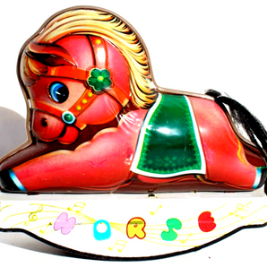 Vintage Wind Up Tin Toy Baby Rocking Horse Race Horse W/ Tail MS 117 China
