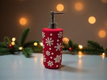 New Christmas Red / White Soft Touch Snow Flake Soap Dispenser Decoration