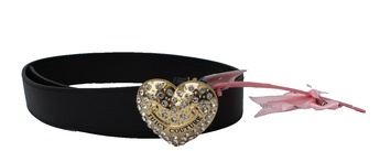 New Juicy Couture Belt Heart Buckle Rhinestone Women’s Size Small/Medium Black