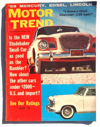 Vtg Hot Rat Rod Car Magazine - December 1958 MOTOR TREND (See Our Ratings)