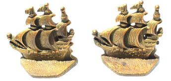 Vtg Pair MCM Cast Metal Sailing Ship Bookends Bronze Room Office Decor Nautical