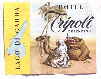 Vintage 1940-1950's TRIPOLI Hotel Paper Advertising LAGO DE GARDA Desenzana