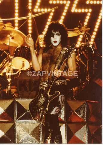 Vintage 1970s Paul Stanley Concert Tour Preforming Kiss Band Music Photo #2874