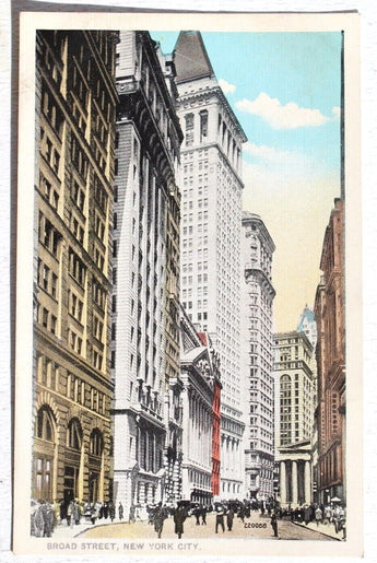 RARE Vtg Antique Early 1900s Era Postcard RPPC - New York City Broad Street