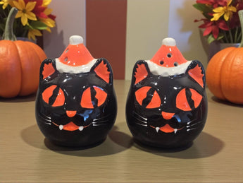 New Black Orange Halloween Cat Spooky Salt & Pepper Shakers Salt N Pepper Decor