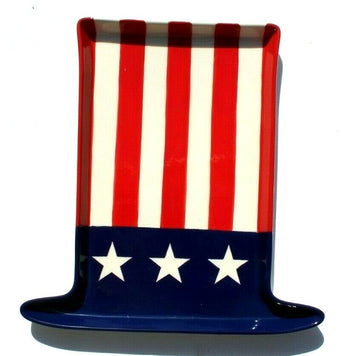 Sur La Table Red White Blue Patriotic Uncle Sam Hat 4TH JULY Serving Tray Plate