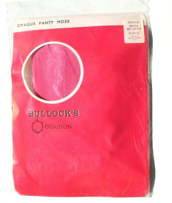 Sealed Vtg Bullocks Womens Opaque Panty Hose Hosiery Raspberry Medium 5'3"-5'7"