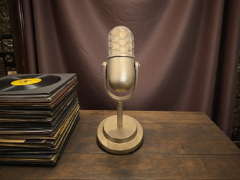 New Comb Decorative Art Deco Gold Metal Microphone Sculpture Figurine Prop Decor