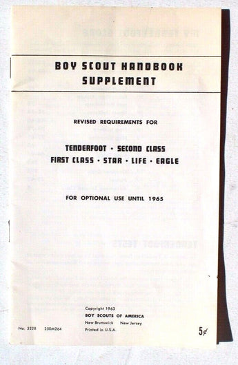 Vtg 1963 Boy Scout Handbook W/ Supplement (Tenderfoot, Star, Life, Eagle)