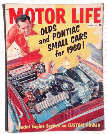 Vtg Hot Rat Rod Car Magazine - Motor Life April 1959 (Pontiac Small Cars 1960's)