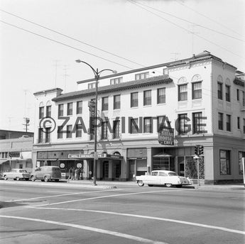 Vtg 1957 Milias Hotel Cafe Downtown Gilroy CA (Old Cars) Photo Image #1724