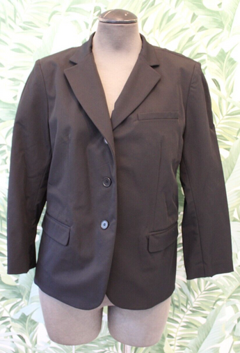 Vtg Women's DKNY Black Blazer 3/4 Sleeve Nylon Blend Career Business Jacket 10
