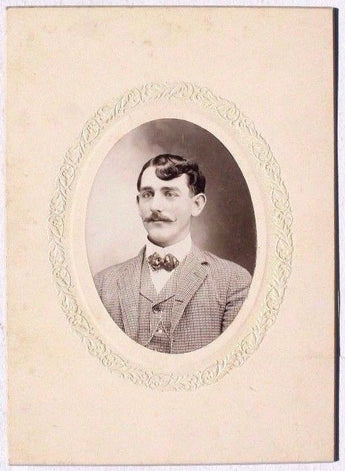 Vintage Black & White 1901 Man / Father (Mustache) Photo Picture