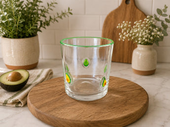 New Green & Yellow Avacado W/ Pit Barware Beverage Glass Cup Tumbler