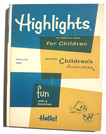 Vintage 1967 JUNE-JULY Highlights HARD COVER Activities FUN Book 50 Pages