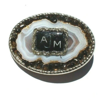 Vtg Western Cowboy Belt Buckle Jewelry (Agate Stone Geode Gemstone Crystal) #100