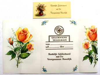 Vintage German PAPER Telegram Messenger Card W/ Flowers