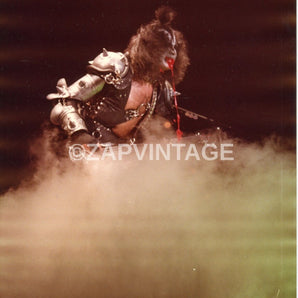 Vintage 1970s Gene Simmons Concert Tour Preforming Kiss Band Music Photo #2989