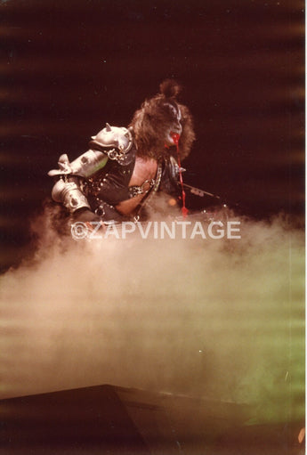 Vintage 1970s Gene Simmons Concert Tour Preforming Kiss Band Music Photo #2989