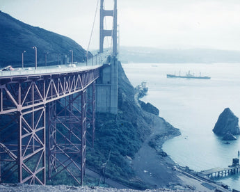 Vtg 1950's COLOR San Francisco GOLDEN GATE BRIDGE With Marine Boat Photo #8