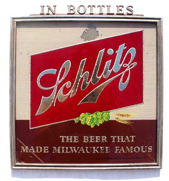 Vtg RARE Bar Cast Iron Schlitz Beer In Bottles Framed Advertising Sign
