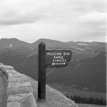 Vtg 1955 Medicine Bow Range 25 Miles Wood Sign Photo #1428