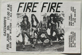 Vtg 1980s 1990s Punk Rock Hair Band Concert Flyer - Fire Fire (Gazzarri's)