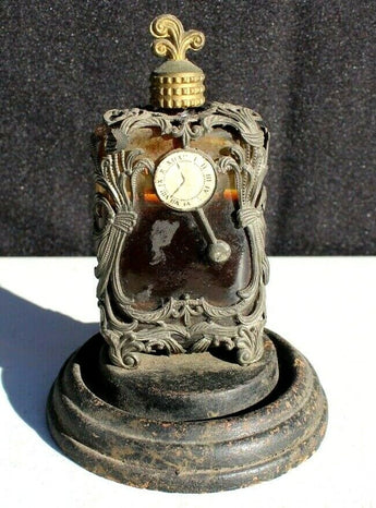 Vtg Antique boudoir Clock Babs perfume Art Nouveau Vanity pendulum W/ Base