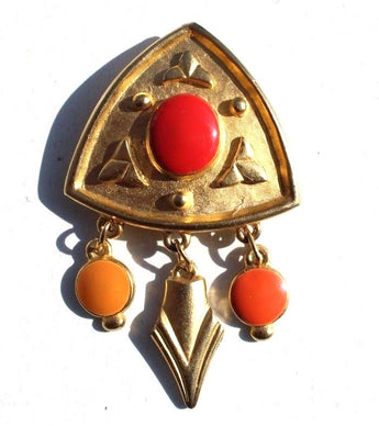 Vintage Abstract Retro EGYPTIAN Dangling Brooch Pin Jewelry