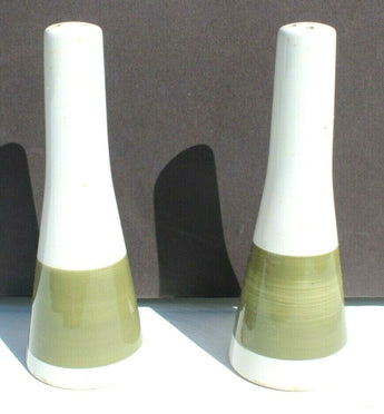Vintage White / Green Art Deco MCM Salt and Pepper Shakers Set Dinnerware Japan