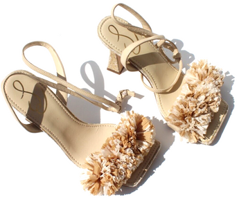 New Sam Edelman Clare Sand Leather Ankle Strap Squared Toe Block Heeled Sandals