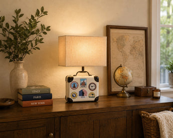 New Suitecase Travel Luggage Around The World Home Office Room Decor Lamp