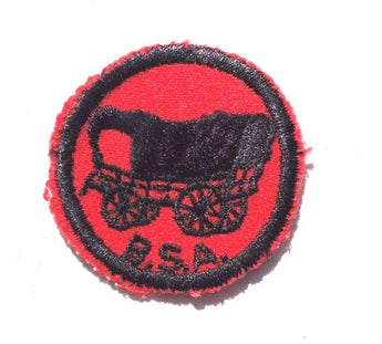 Vintage 1950'S RED FELT Boy Scout B.S.A. WAGON Medallion Patch / Badge