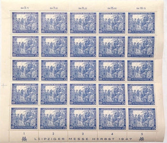Vintage 1947 LEIPZIGER MESSE 75 Full Sheet Stamps (25) Complete (Deutsche Post)