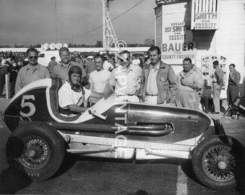 Vintage 1948 Black & White Rex Mays Speedway Car Racing Photo 8X10
