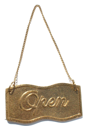New Retro MCM Gold Two Sided Open and Close Metal Hanging Sign