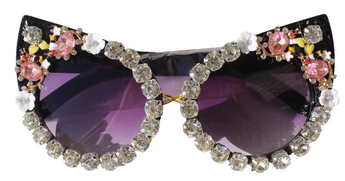 New Rhinestone Cat Eye Sunglasses Luxury White Black Flowers Bumble Bee Summer
