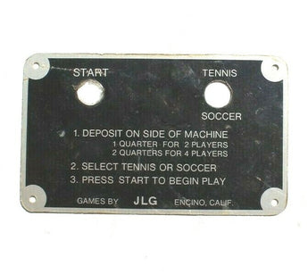 Vtg JLG Tennis & Soccer Arcade Play Push Button Controller Box Metal Faceplate