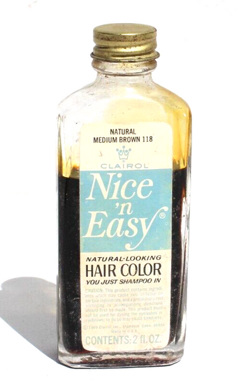 Vtg 1960s Clairol Nice 'n Easy Hair Color Hair Die Natural Medium Brown Bottle