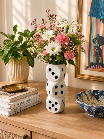 New Stacked Dice Casino Gambling Decorative Flower Table Vase Room Decor