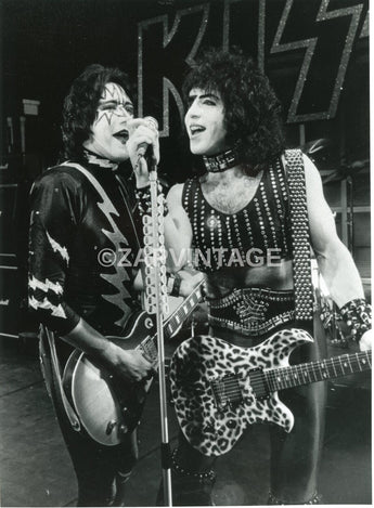 Vtg 1970s Gene Simmons Concert Tour Preforming Kiss Band Music Photo #2992