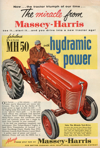 Vintage 1956 Massey Harris Hydramic Power Tractor Advertisement Ad Photo #3011