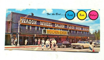 Vtg 1960s Wagon Wheel Saloon Gambling Hall Lake Tahoe NV Postcard