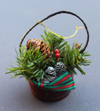 Vintage Bucket Filled With Pine Cones Pine Tree Christmas Tree Ornament